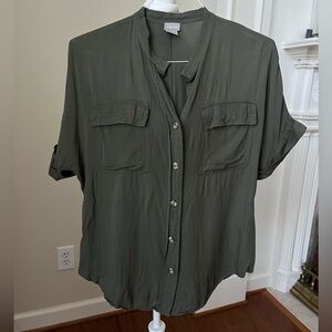 Chicos Green Short Sleeve Blouse- 1/8-10